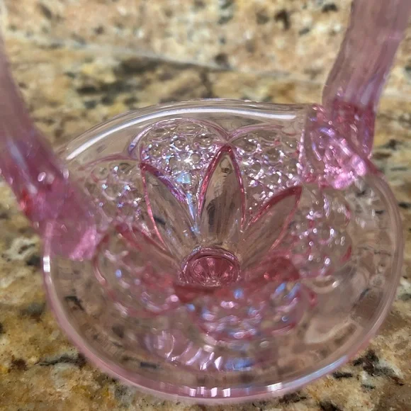Vintage Fenton Mini Dusty Rose Glass Basket - Picture 3 of 4